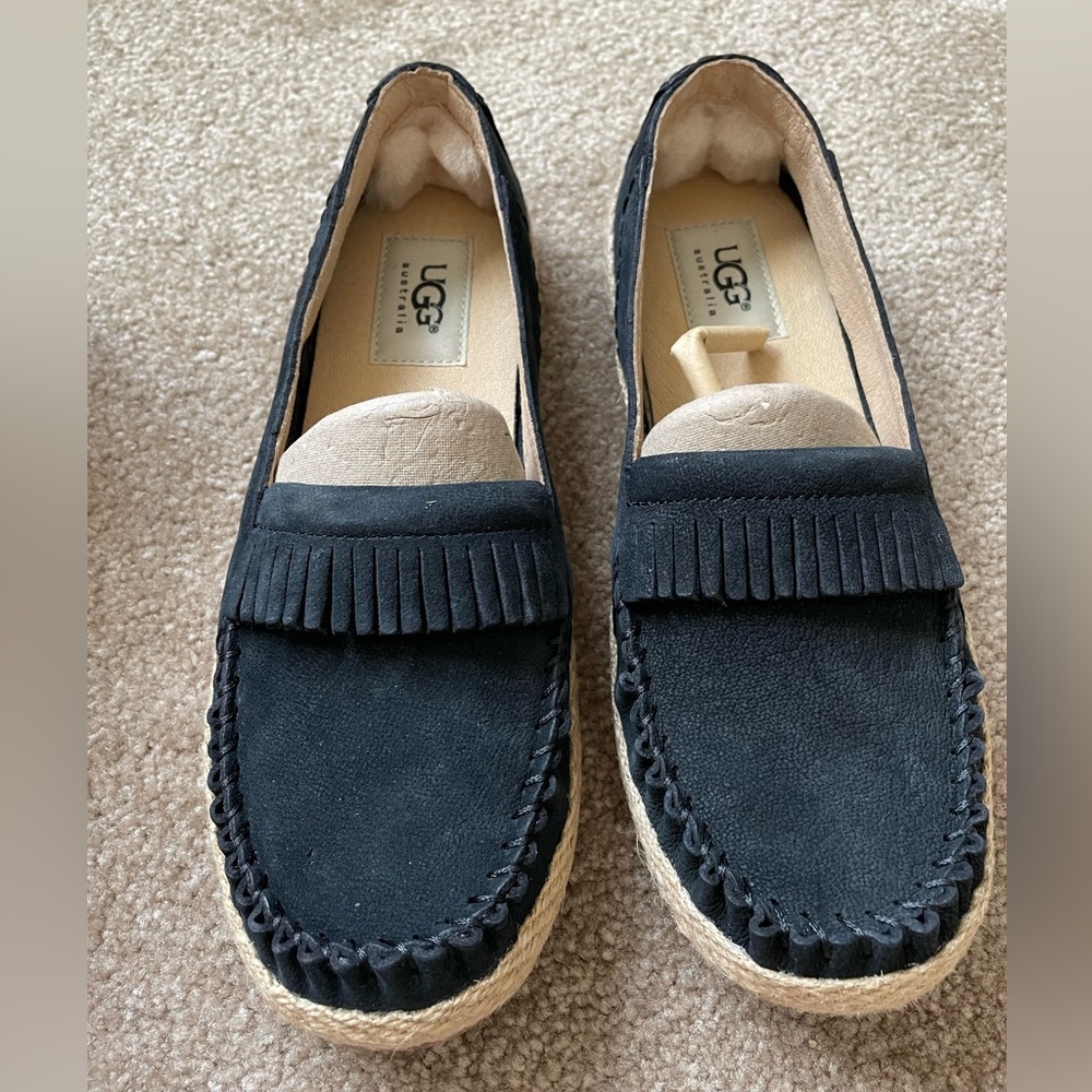 UGG Australia W Marrah Black Leather Shoes Size 6 Brand New with Box NWT